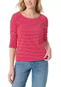 Petite Robyn Shirred Sleeve Knit Shirt