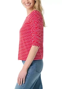 Petite Robyn Shirred Sleeve Knit Shirt