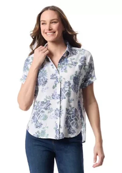 Petite Printed Button Down Shirt