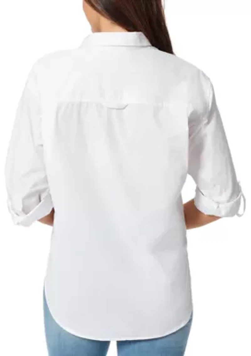 Petite Roll-Tab Sleeve Amanda Shirt