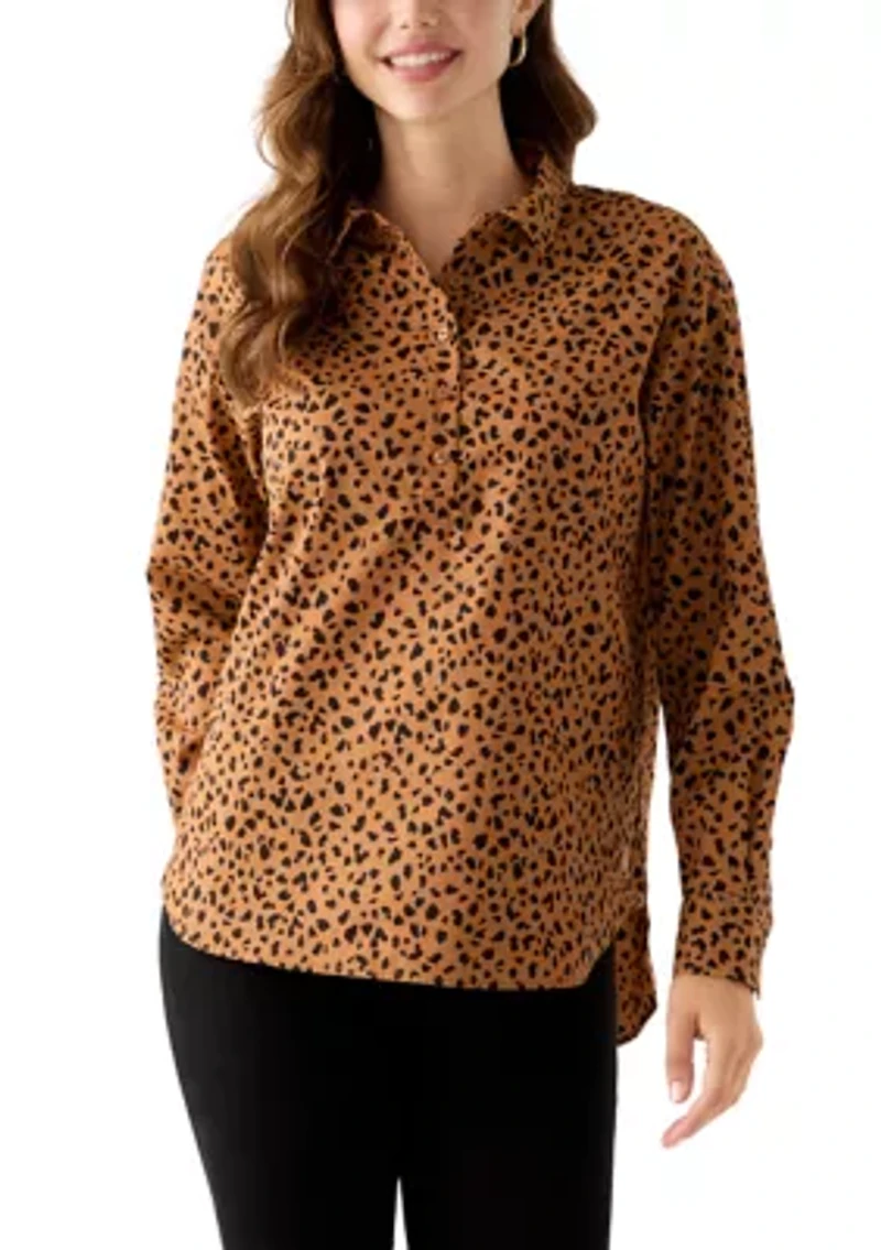 Petite Amanda Leopard Print Button Down Shirt