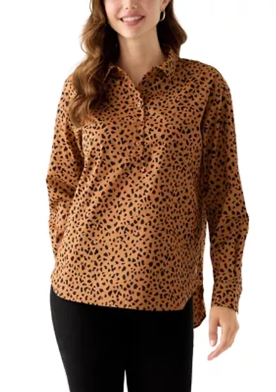 Petite Amanda Leopard Print Button Down Shirt