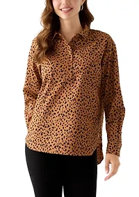 Petite Amanda Leopard Print Button Down Shirt