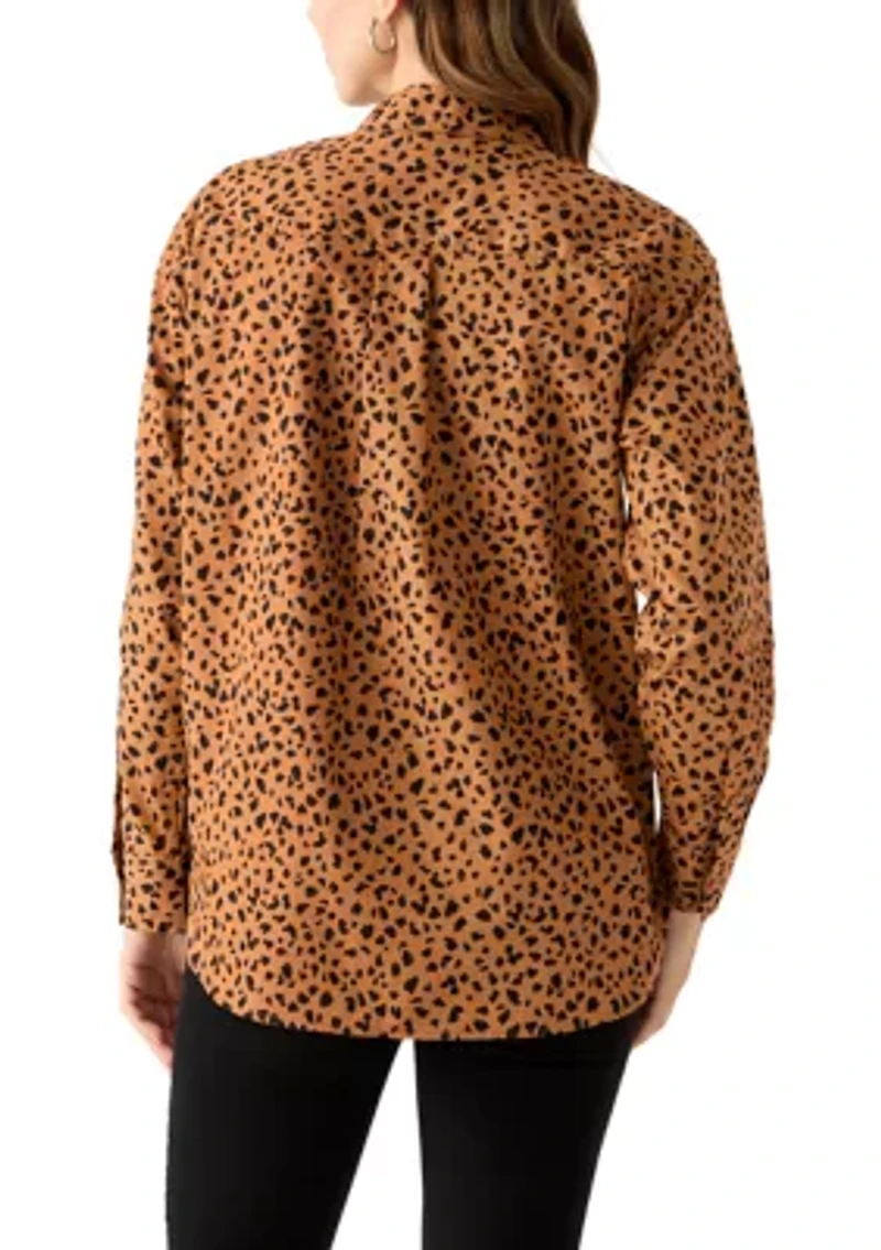 Petite Amanda Leopard Print Button Down Shirt