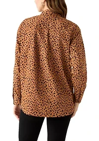 Petite Amanda Leopard Print Button Down Shirt