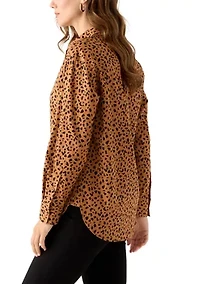 Petite Amanda Leopard Print Button Down Shirt
