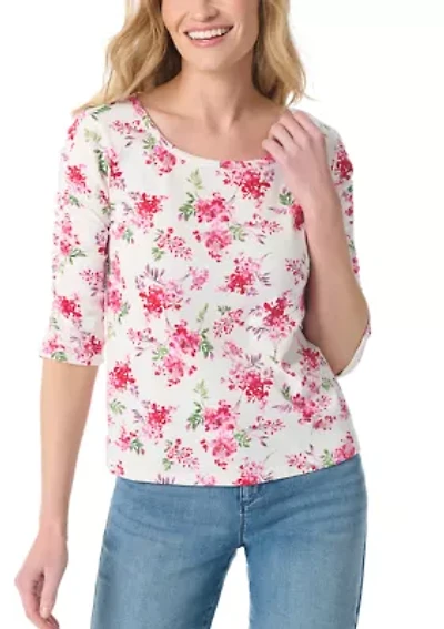 Petite Robyn Shirred Sleeve Knit Top