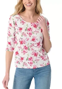 Petite Robyn Shirred Sleeve Knit Top