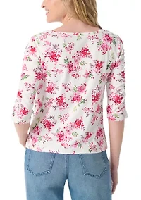 Petite Robyn Shirred Sleeve Knit Top