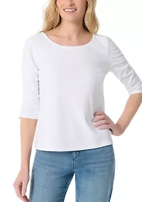 Petite Robyn Shirred Sleeve Knit Top