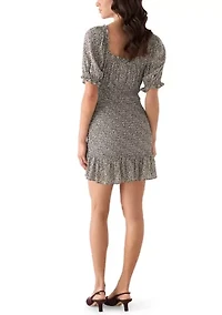 Women's Short Puff Sleeve Smocked Dress