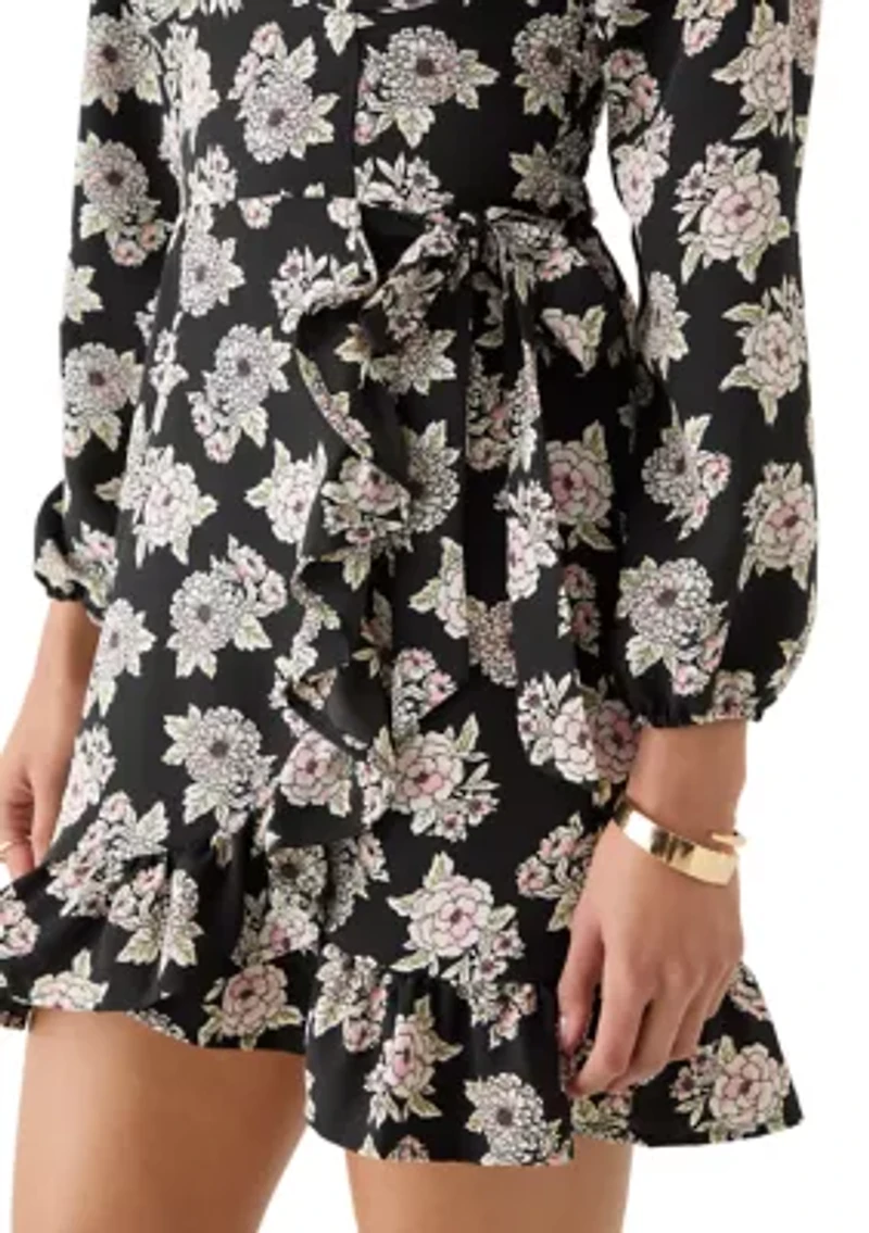 Women's Long Sleeve Front Wrap Dress