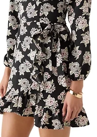 Women's Long Sleeve Front Wrap Dress