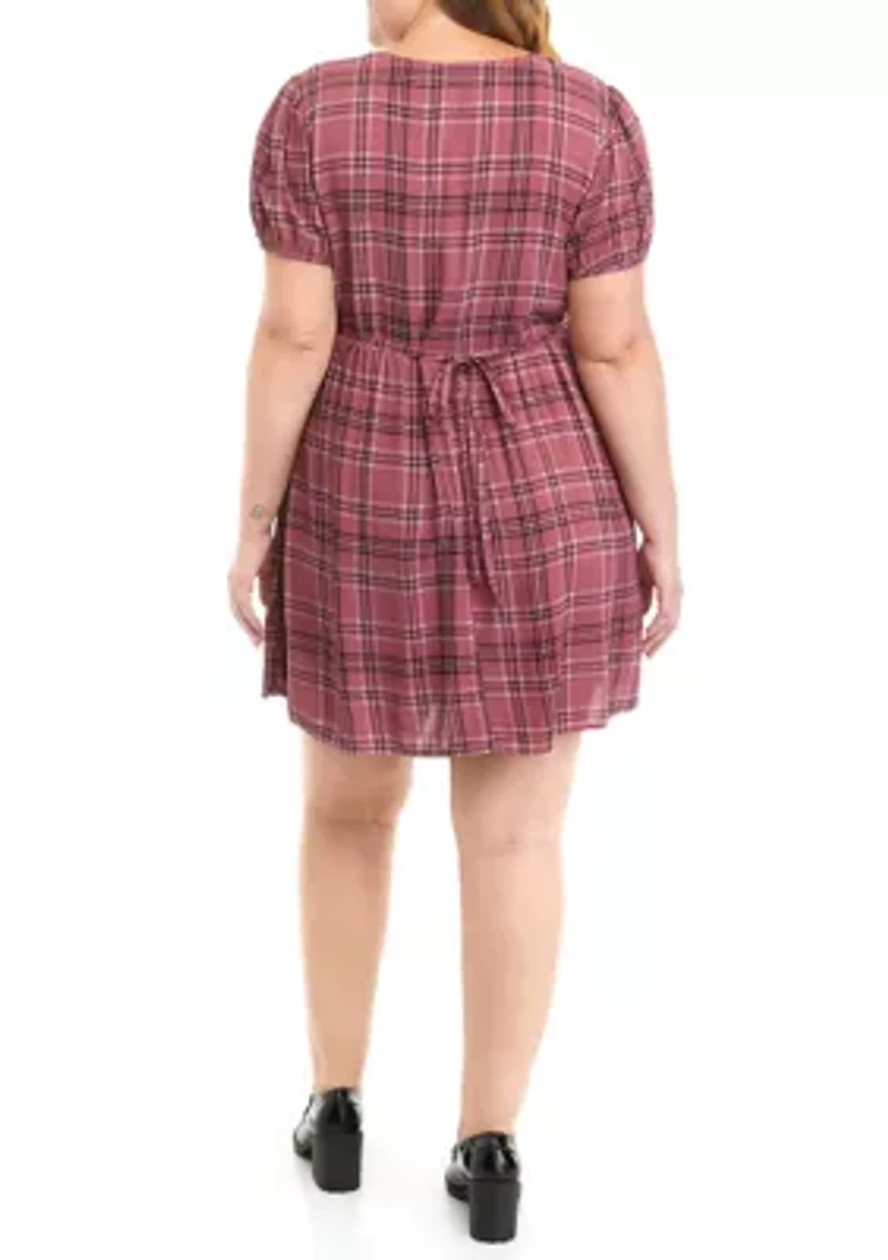 Plus Short Sleeve Collar Dress