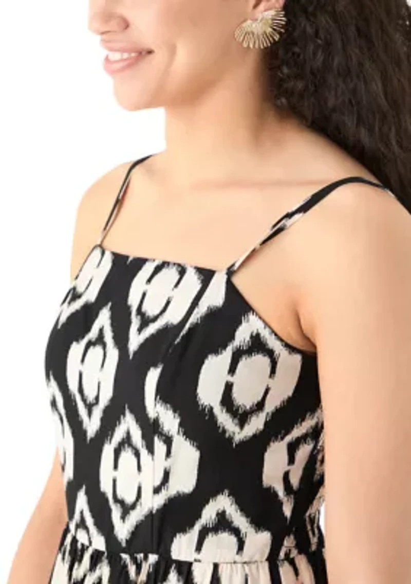 Women's Printed Rayon Challis Linen Maxi Dress