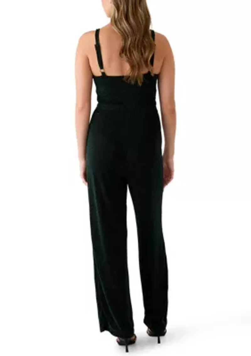 Women's Glitter Square Neck Jumpsuit