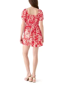 Women's Linen Challis Printed Mini Dress