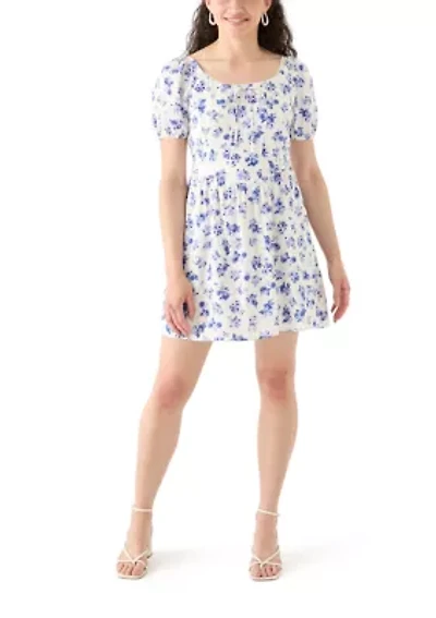 Women's Linen Challis Printed Mini Dress