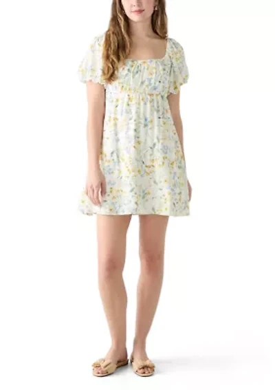 Women's Babydoll Puff Sleeve Printed Dress