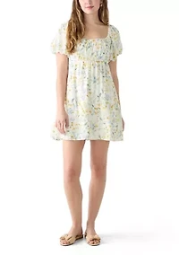 Women's Babydoll Puff Sleeve Printed Dress