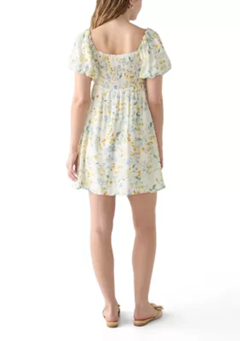 Women's Babydoll Puff Sleeve Printed Dress