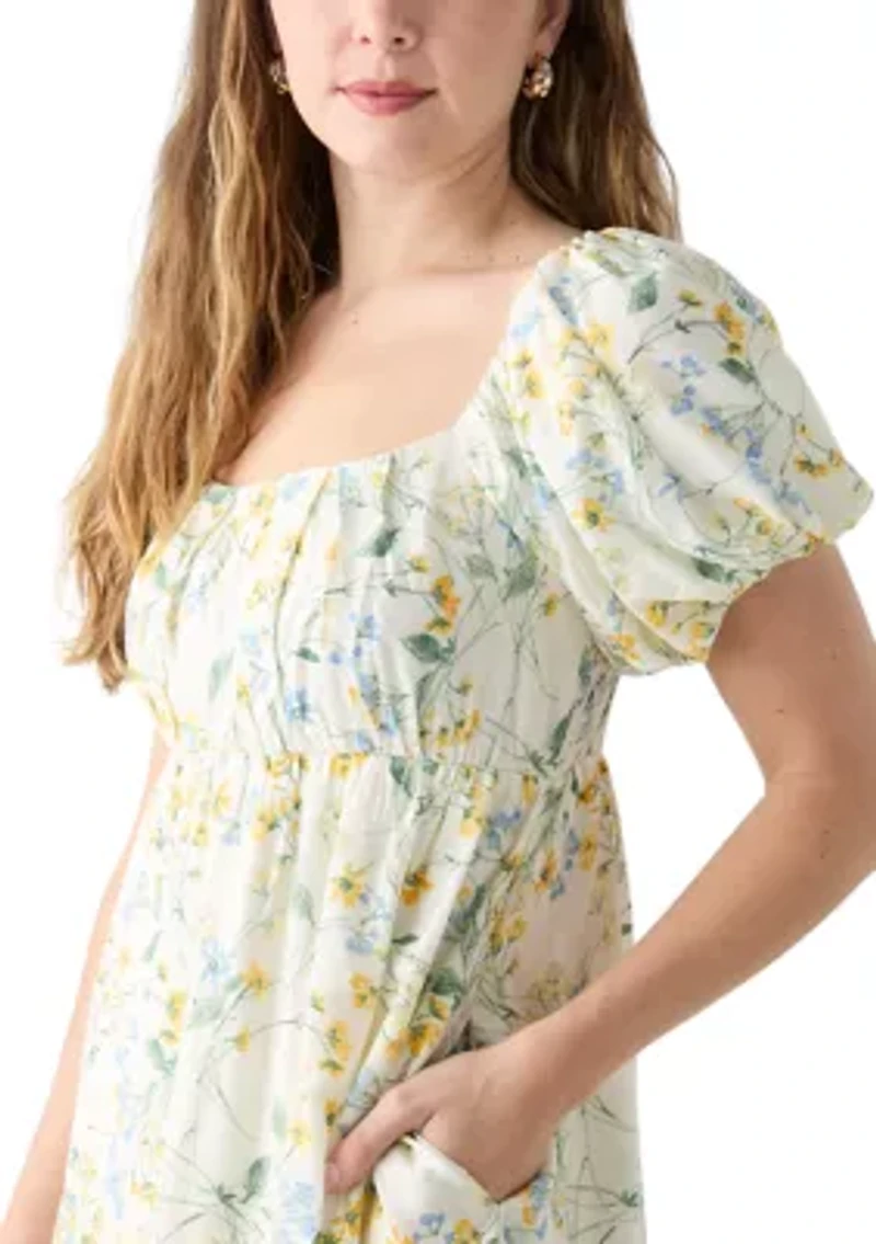 Women's Babydoll Puff Sleeve Printed Dress