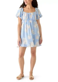 Women's Puff Sleeve Empie Waist Mini Dress