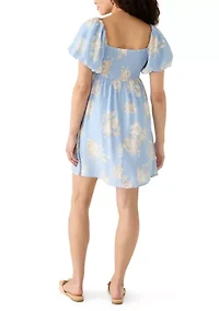 Women's Puff Sleeve Empie Waist Mini Dress