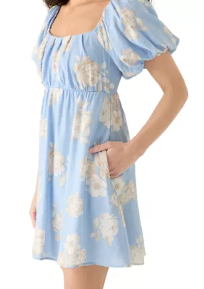 Women's Puff Sleeve Empie Waist Mini Dress