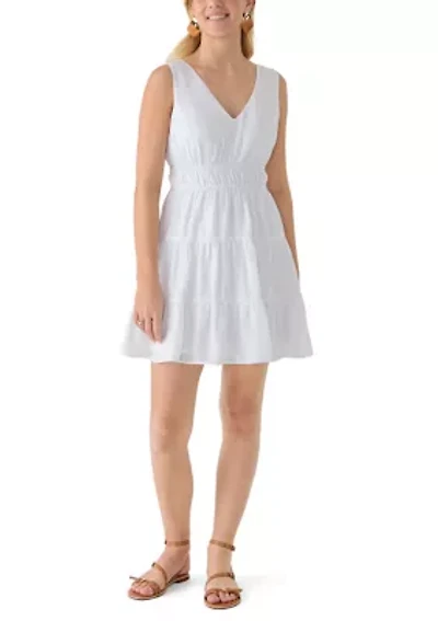 Women's V-Neck Cinch Tiered Dress