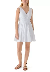 Women's V-Neck Cinch Tiered Dress