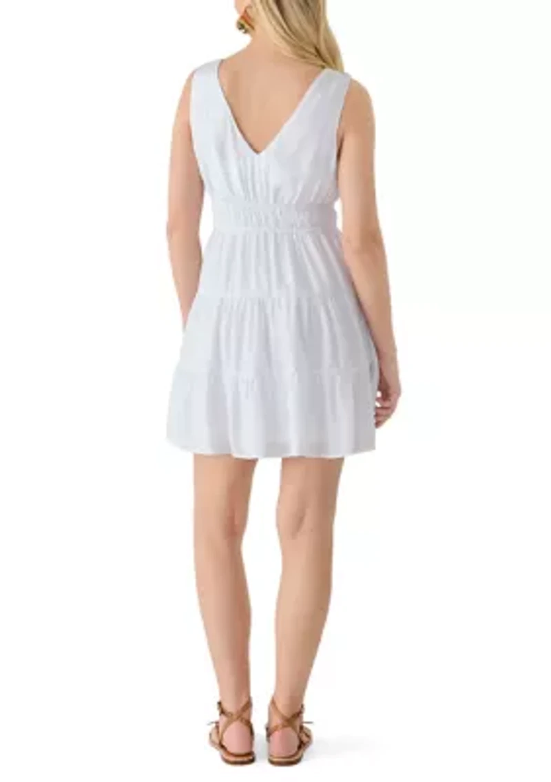 Women's V-Neck Cinch Tiered Dress