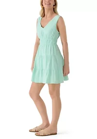 Women's V-Neck Cinch Tiered Dress