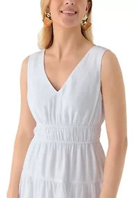 Women's V-Neck Cinch Tiered Dress