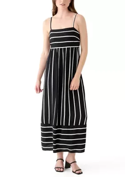 Women's Printed Rayon Challis Linen Maxi Dress