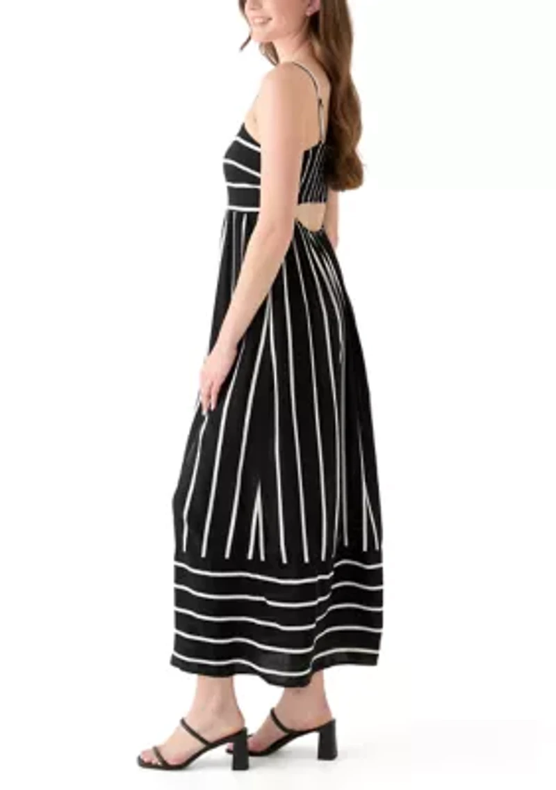 Women's Printed Rayon Challis Linen Maxi Dress