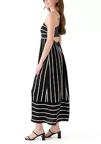 Women's Printed Rayon Challis Linen Maxi Dress