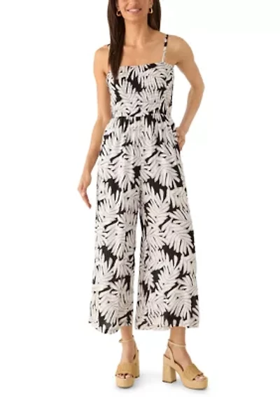 Women's Smocked Bodice Print Jumpsuit