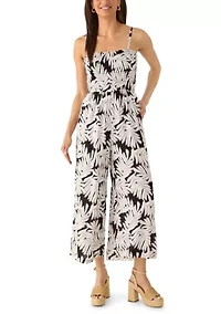 Women's Smocked Bodice Print Jumpsuit