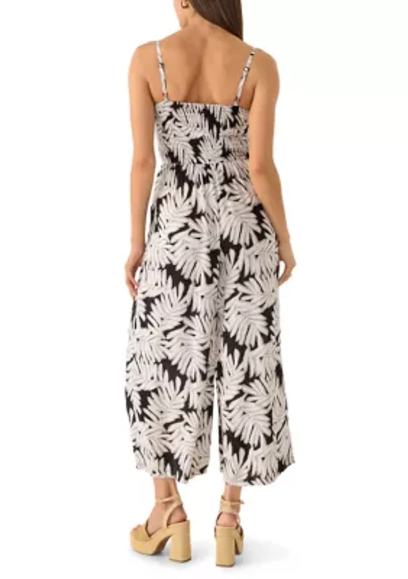 Women's Smocked Bodice Print Jumpsuit