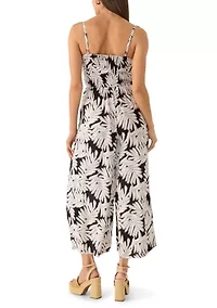 Women's Smocked Bodice Print Jumpsuit