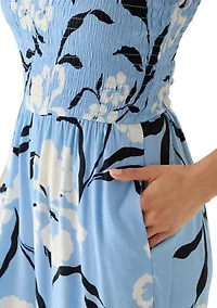Women's Smocked Bodice Floral Print Jumpsuit