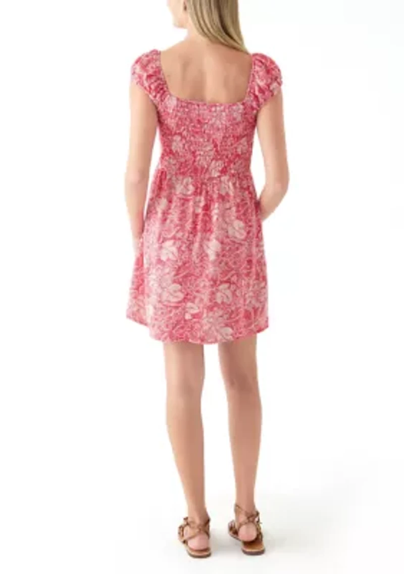 Women's Printed Rayon Challis Mini Dress