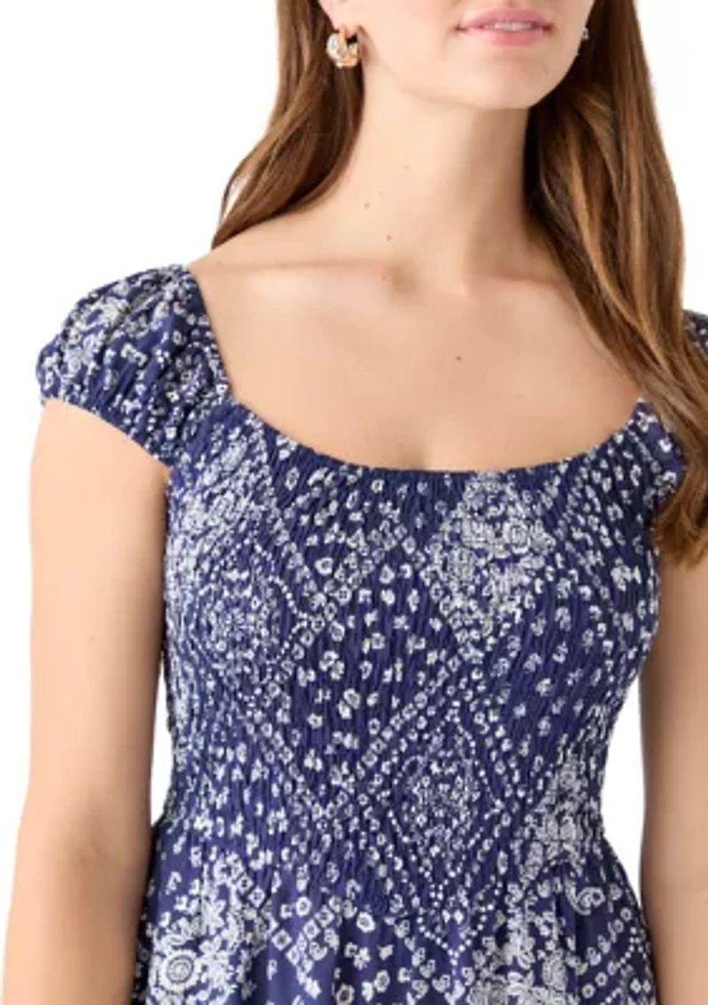 Women's Printed Challis Mini Dress