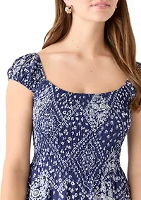 Women's Printed Challis Mini Dress