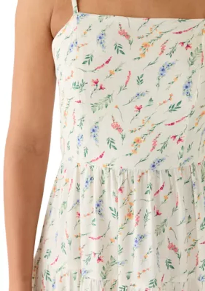 Women's Tiered Square Neck Maxi Dress