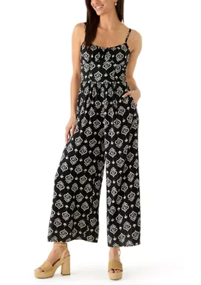 Women's Lace Up Back Wide Leg Jumpsuit