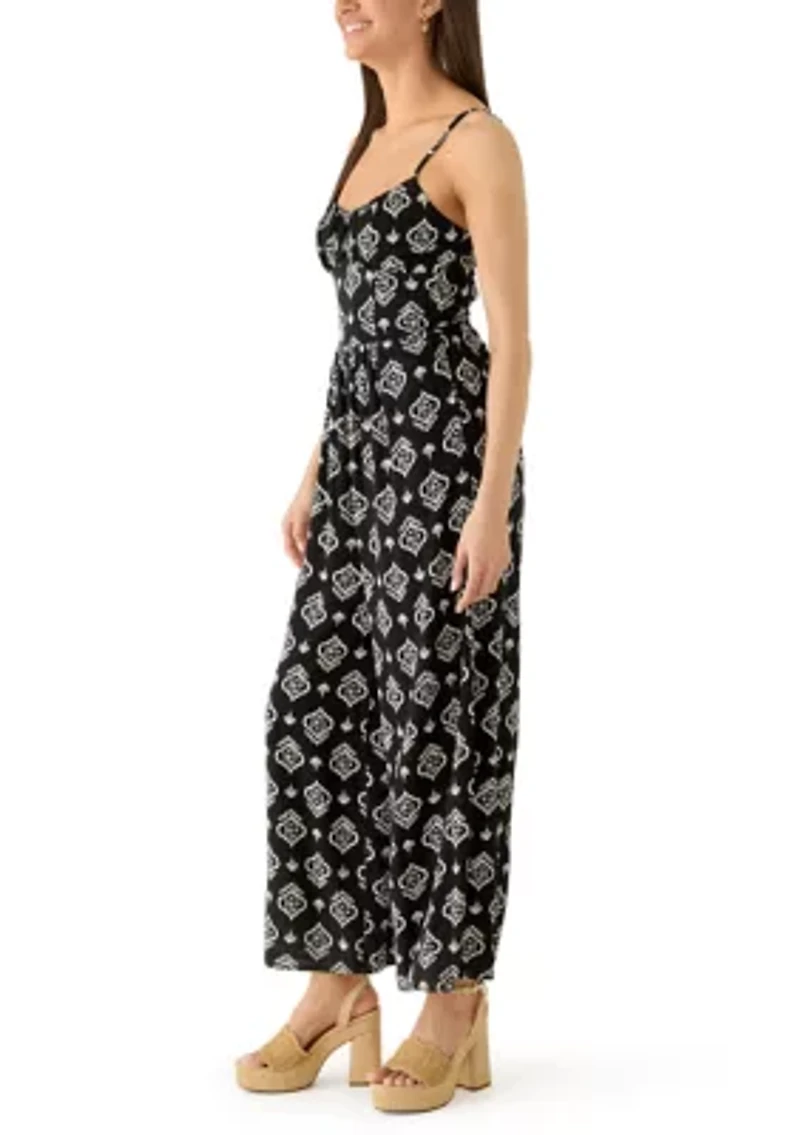 Women's Lace Up Back Wide Leg Jumpsuit