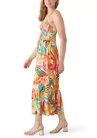 Women's Sleeveless Halter Neck Smocked Bodice Maxi Dress
