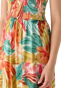 Women's Sleeveless Halter Neck Smocked Bodice Maxi Dress